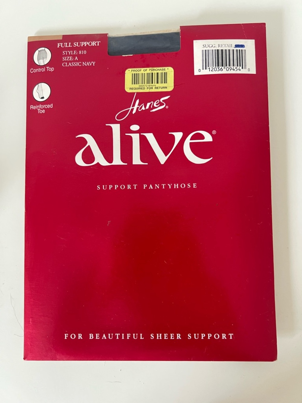 Hanes Alive 810 Support Pantyhose Classic Navy Size A Vintage